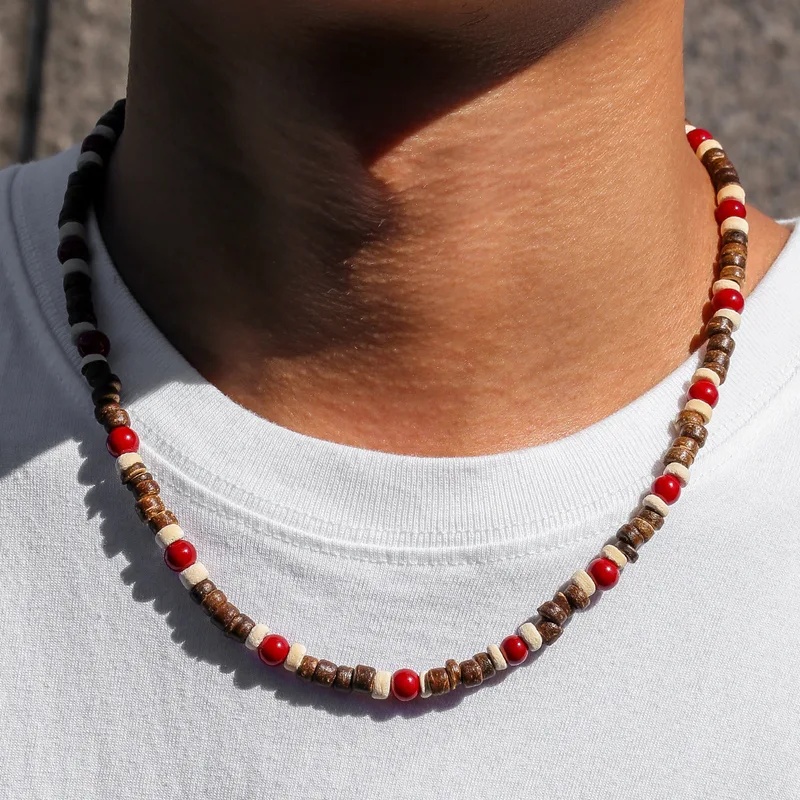 Men'S Vacation Accessories - Collana Bohemien da Uomo con Perle
