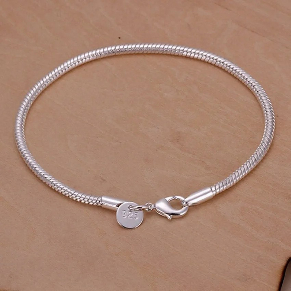 Men Accessories Chain And Bracelet - 925 Argento 3MM Serpente 16-23CM Bracciale
